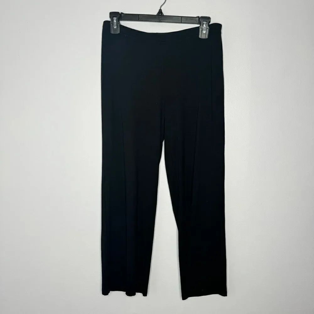 Eileen Fisher black cropped wide leg pants size small